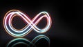 Abstract background neon infinity light lines on black background,movement of light trails