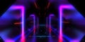 3D abstract background with neon lights. neon tunnel .space construction . 3d illustration Royalty Free Stock Photo