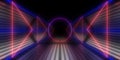 3D abstract background with neon lights.neon tunnel 3d illustration Royalty Free Stock Photo