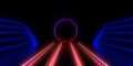 3D abstract background with neon lights. neon tunnel.3d illustration Royalty Free Stock Photo