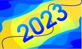 Abstract Background for the New Year 2023 Yellow Blue Up Down Slant Cool