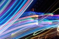 Abstract background of night light on street. Multicolored striped lines in motion made from lighting effect ,Light trails over