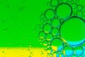 Abstract Background of Oil Bubbles on Water Surface green yelow cyan colorful palette Royalty Free Stock Photo