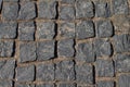 Abstract background. Old cobblestone pavement close-up. Royalty Free Stock Photo