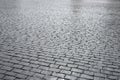 Abstract background. Old cobblestone pavement closeup Royalty Free Stock Photo