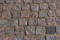 Abstract background of old cobblestone pavement texture with natural patterns view from above. Royalty Free Stock Photo