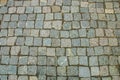 Abstract background of old cobblestone pavement view from above Royalty Free Stock Photo