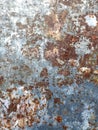 Abstract background. Old iron shield with rust, traces of paint and scratches