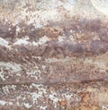 Abstract background. Old iron shield with rust, traces of paint and scratches