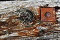 Abstract background of old wood and rusting metal