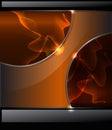 Abstract background with orange smoke and glossy b