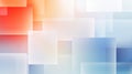 An abstract background with overlapping translucent squares in a gradient of red orange blue and white hues. Soft geometric Royalty Free Stock Photo