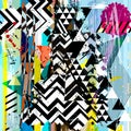 Abstract background, with paint strokes, splashes, stripes and triangles Royalty Free Stock Photo