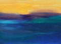 Abstract background painting, blue, yellow, violet, turquoise. Oil multicolored brush strokes on paper