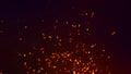 Abstract background of particles. Fire flying sparks. Burning red sparks. Fire. 4k background