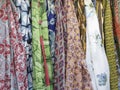 Abstract background pashmina colored fabrics and decorated with various patterns