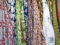 Abstract background pashmina colored fabrics and decorated with various patterns Royalty Free Stock Photo