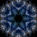 Abstract background of pattern of a kaleidoscope. white blue turquoise background fractal mandala. abstract kaleidoscopic arabesqu