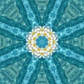 Abstract background of pattern of kaleidoscope. white blue turquoise background fractal mandala. kaleidoscopic arabesque Royalty Free Stock Photo