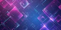 Abstract background. Pattern of neon glowing pink and blue squares in futuristic style.