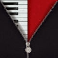 Abstract background with piano and open zipper