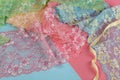 Abstract background with pile of color rich bright lace for Lingerie, panties, and bras. Using for Atelier and fabric store