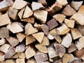 Abstract Background : Pile of firewood. Cross section of firewood. Royalty Free Stock Photo