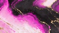 Abstract background, pink black watercolor texture with gold veins, painted artificial marbled surface, liquid paint marbling Royalty Free Stock Photo