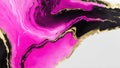 Abstract background, pink black watercolor texture with gold veins, painted artificial marbled surface, liquid paint marbling Royalty Free Stock Photo