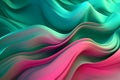 Abstract background with pink and green waves, lines 3D Royalty Free Stock Photo