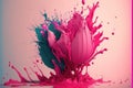 Abstract background of pink oil or watercolor splashing after water drop. Royalty Free Stock Photo