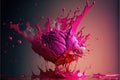 Abstract background of pink oil or watercolor splashing after water drop. Royalty Free Stock Photo