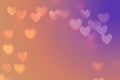 Abstract background  in pink, orange and blue color with bokeh hearts. Minimalist card, banner, backdrop. Copy space. Suitable for Royalty Free Stock Photo