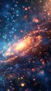 Abstract background with planetary orbits and starry bokeh, scientific theme, celestial and grand
