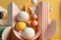 abstract background and podium in a simple setting. geometrical forms. scene in pastel colors. Scene for a cosmetic product with