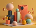 abstract background and podium in a simple setting. geometrical forms. scene in pastel colors. Scene for a cosmetic product with