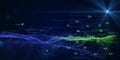 Abstract  background with polygonal  technology grid, data and blurred lines on dark. Analytics data algorithms. Big Data. Royalty Free Stock Photo