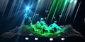 Abstract background polygonal wave algorithm analyze data with blurred lines. Quantum cryptography concept. Analytics algorithms Royalty Free Stock Photo
