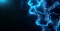Abstract background with polygonal wireframe shapes and glowing blue lights, creating futuristic and digital atmosphere. Ideal for