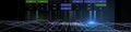 Abstract background polygonaly graph from wavy grid and data boxes on dark. Technology wireframe concept data net in virtual Royalty Free Stock Photo