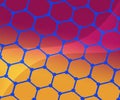 Abstract Background Polygons Dark Magenta , PInk and Yellow Light Orange with Curves