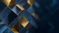 Abstract geometric cubes in blue marble and gold Royalty Free Stock Photo