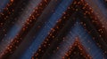 Chevron Pattern with Metallic Lines and Scattered Orange Glowing Particles abstract Royalty Free Stock Photo