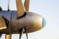 propeller blades of a vintage airplane on a blue background Royalty Free Stock Photo