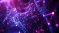 Abstract background of purple and blue, glowing geometric shapes connected in the style of lines, neural network or artificial Royalty Free Stock Photo