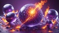 abstract background purple bubbles bursting with fire Royalty Free Stock Photo