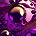 abstract background with purple and golden spheres, like in 3D style, ai generation Royalty Free Stock Photo