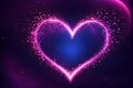 Abstract background of a purple sparkling heart, glow particles, luxury bokeh wallpaper. Heart decoration. Love concept Royalty Free Stock Photo