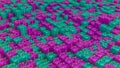 abstract background of purple and turquoise rows of cubes with glowing texture. 3d render