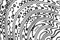 Stylish black and white graphic background of curved lines and circles. Vector EPS10 Royalty Free Stock Photo